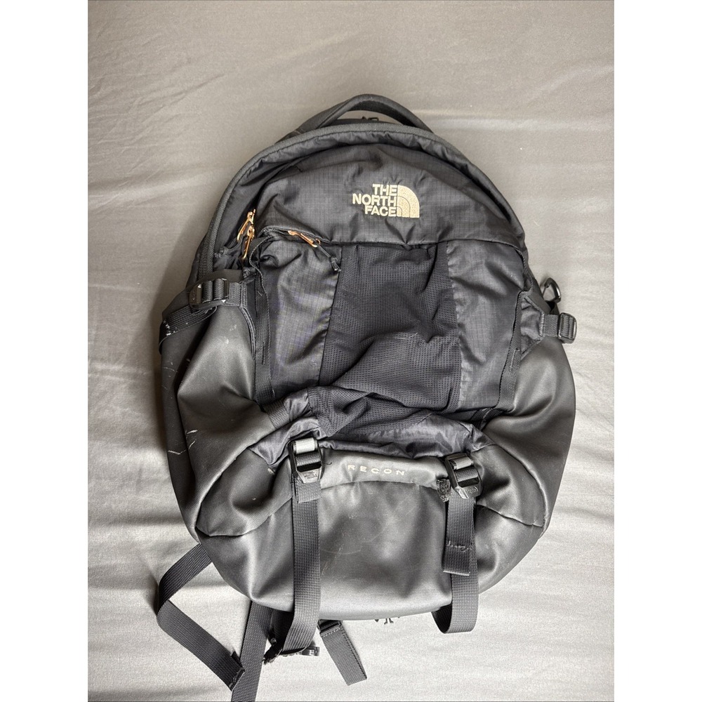 The North Face Women'sโ Recon Luxe Backpack, TNF Black/Burnt Coral, OS - USED
